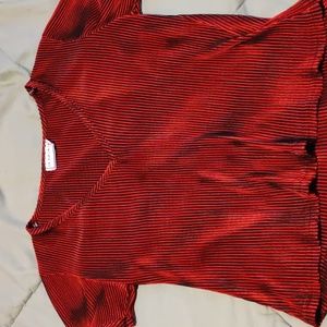 Black and red striped blouse